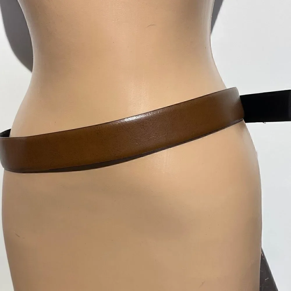 Perry Ellis Men's Black Faux Leather Silver Prong Buckle Single Strap Belt 34/85